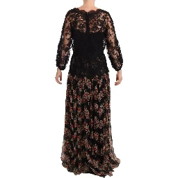 Black Lace Floral Polka Maxi Capri Dress