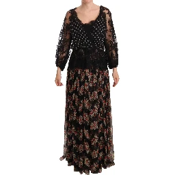 Black Lace Floral Polka Maxi Capri Dress