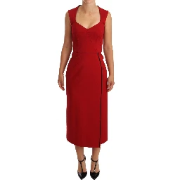 Red Sweetheart Sleeveless Midi Stretch Dress