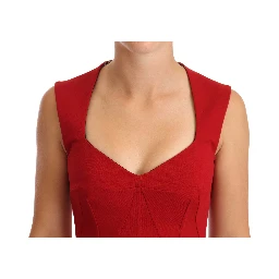 Red Sweetheart Sleeveless Midi Stretch Dress