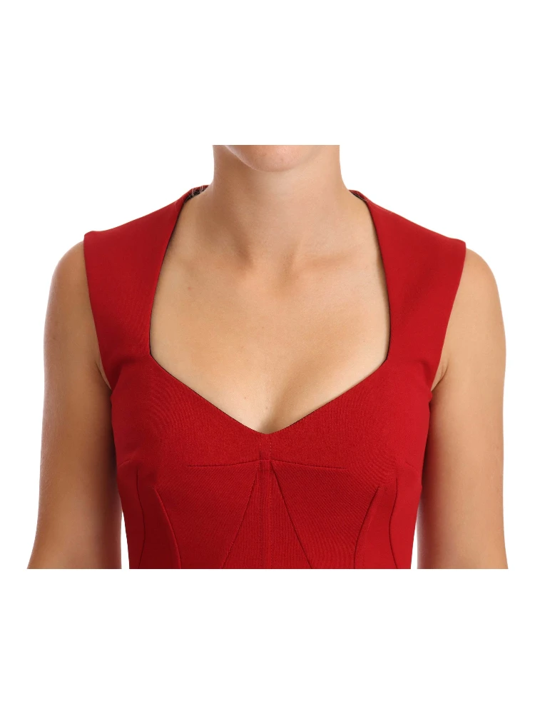 Red Sweetheart Sleeveless Midi Stretch Dress alternative