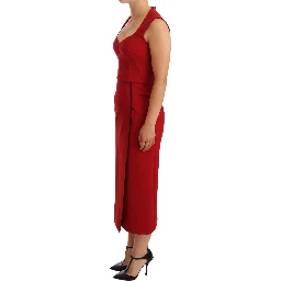 Red Sweetheart Sleeveless Midi Stretch Dress