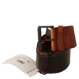 Dark Brown Leather Buckle Waist Belt