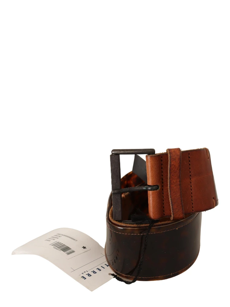 Dark Brown Leather Buckle Waist Belt