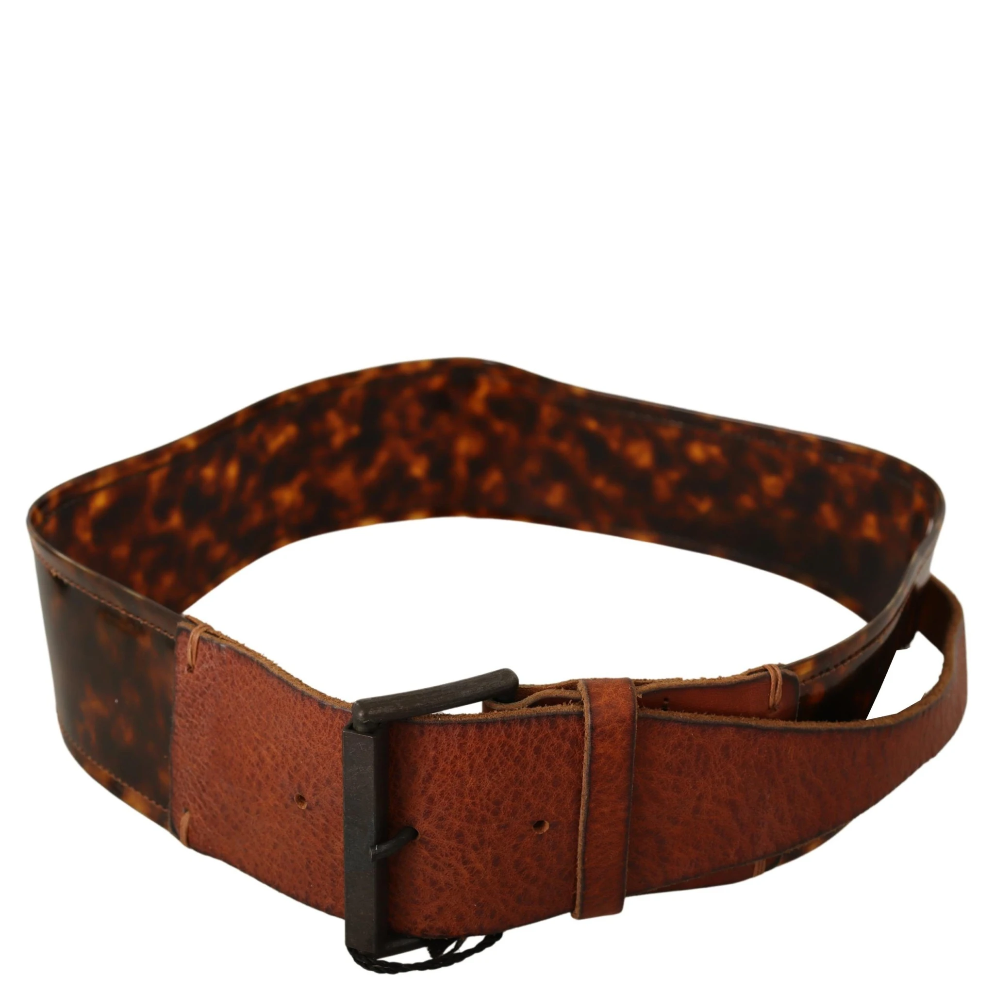Dark Brown Leather Buckle Waist Belt