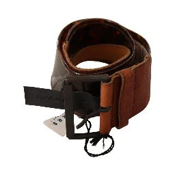 Dark Brown Leather Buckle Waist Belt