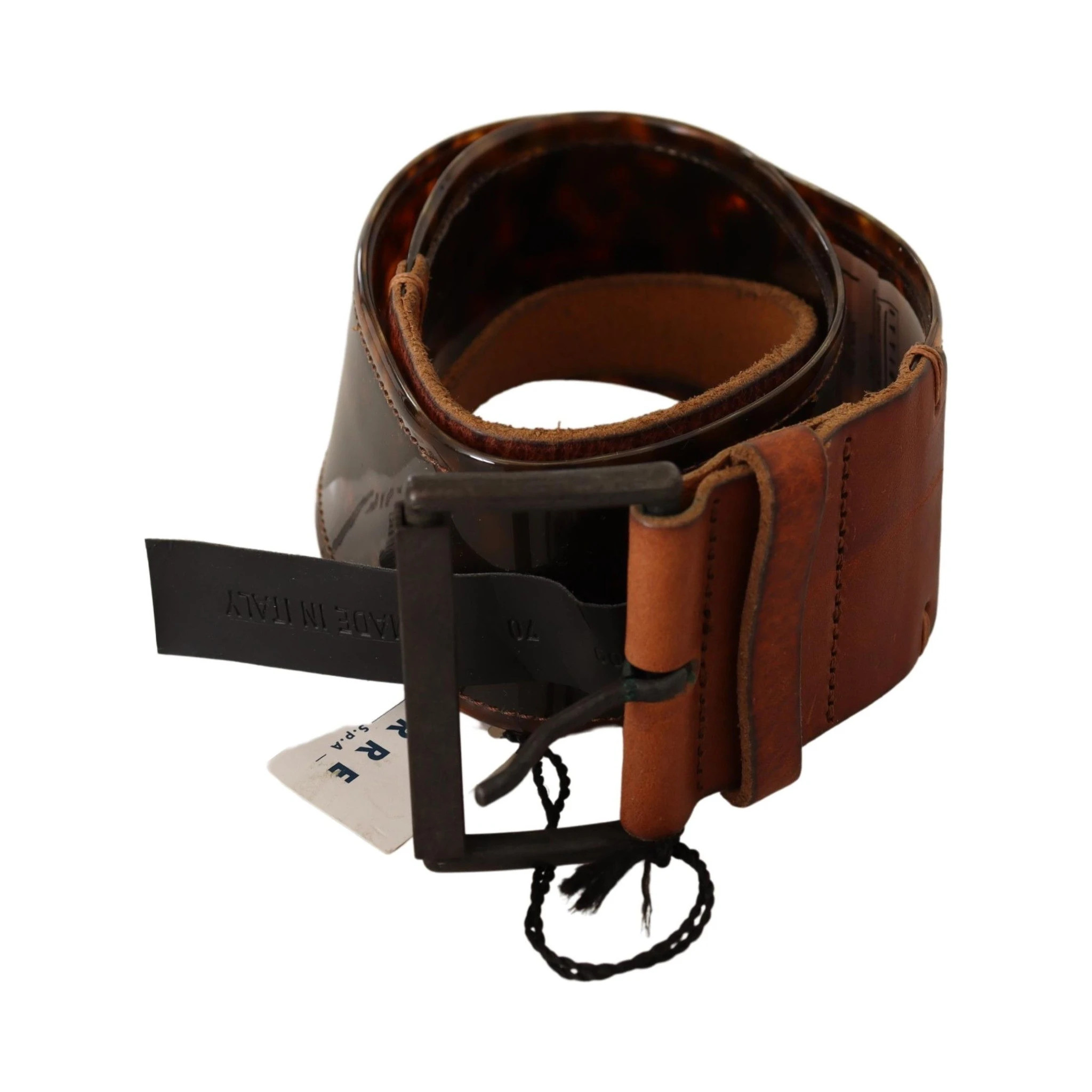 Dark Brown Leather Buckle Waist Belt