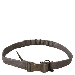 Gray Leather Silver Buckle Waist Belt