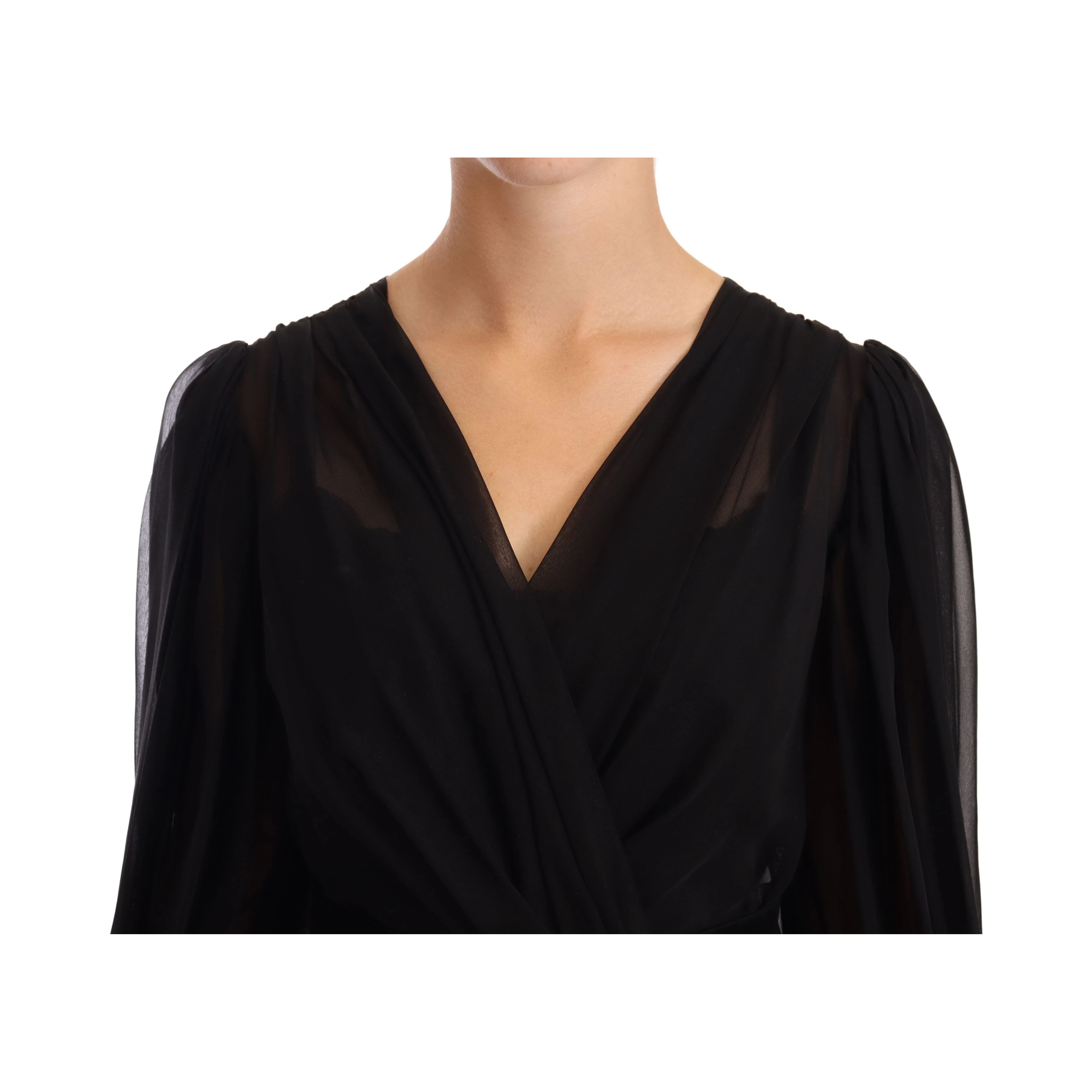 Black Mesh Pleated Mini Silk Stretch Dress