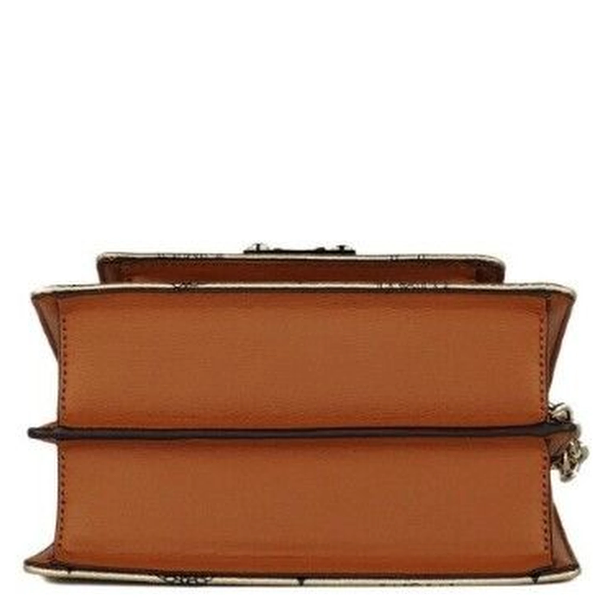 Signature Berlin Gold Diamond Logo Leather Mini Flap Lock Crossbody Handbag