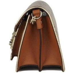 Signature Berlin Gold Diamond Logo Leather Mini Flap Lock Crossbody Handbag