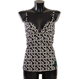 Black White Logo Print Camisole Top Underwear