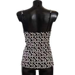 Black White Logo Print Camisole Top Underwear