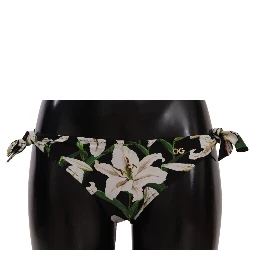 Bikini Bottom Black Lily Print Swimsuit Swimwear