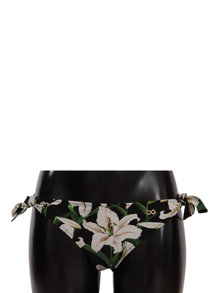 Bikini Bottom Black Lily Print Swimsuit Swimwear