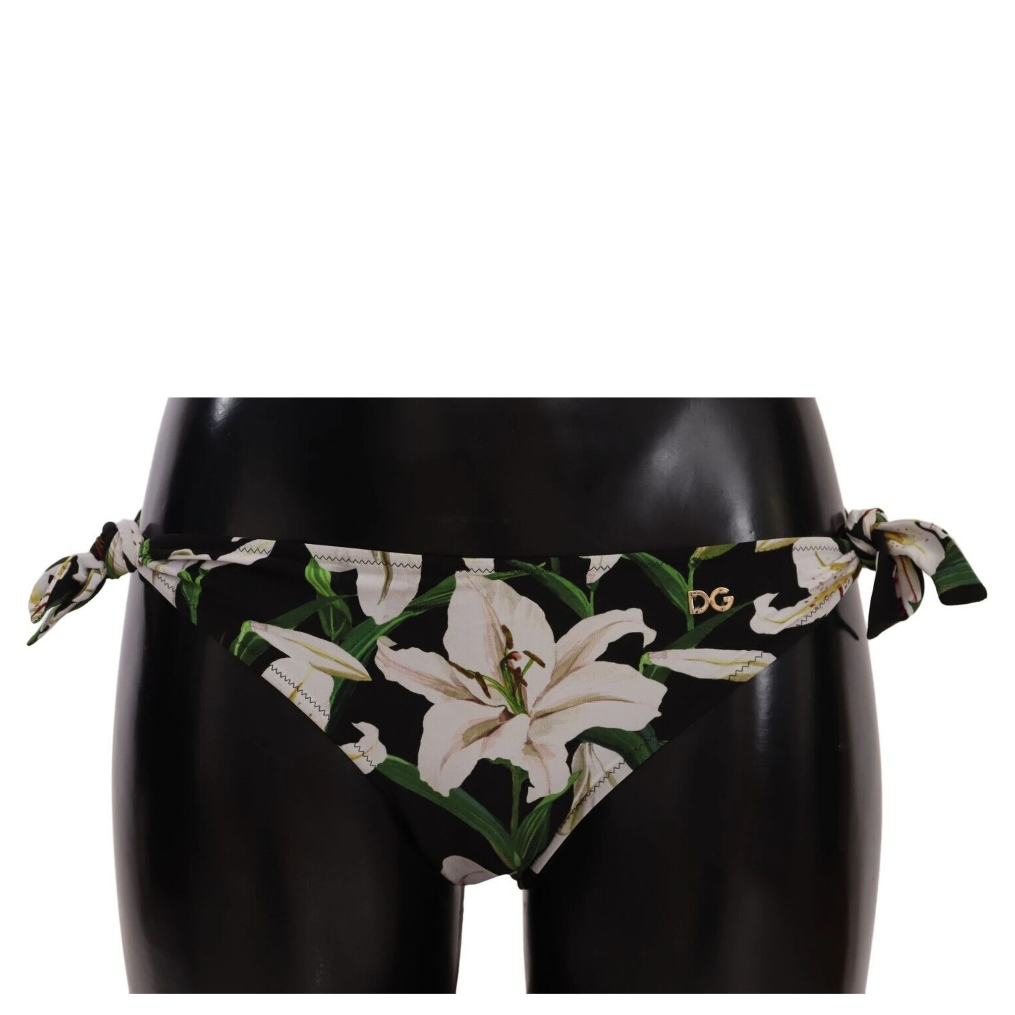 Bikini Bottom Black Lily Print Swimsuit Swimwear