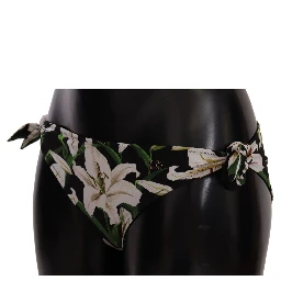 Bikini Bottom Black Lily Print Swimsuit Swimwear