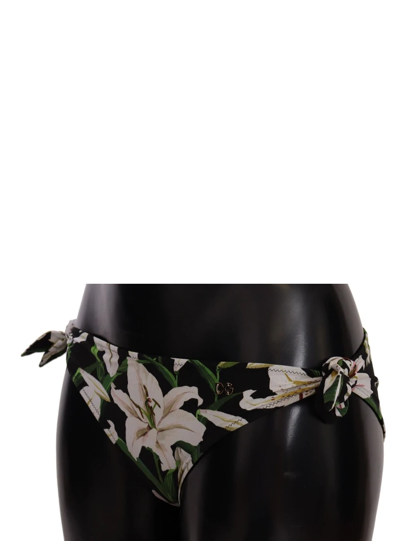 Bikini Bottom Black Lily Print Swimsuit Swimwear