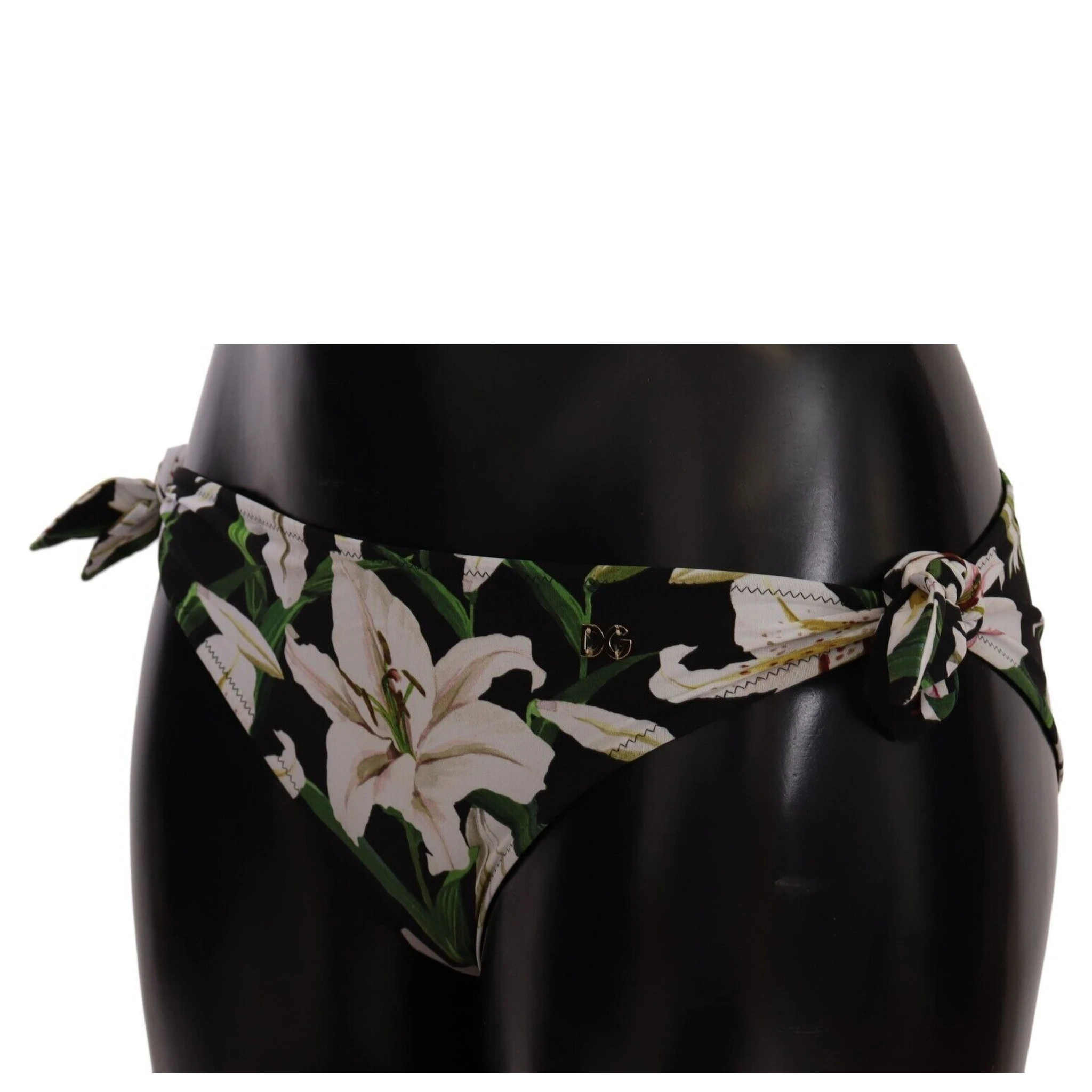 Bikini Bottom Black Lily Print Swimsuit Swimwear