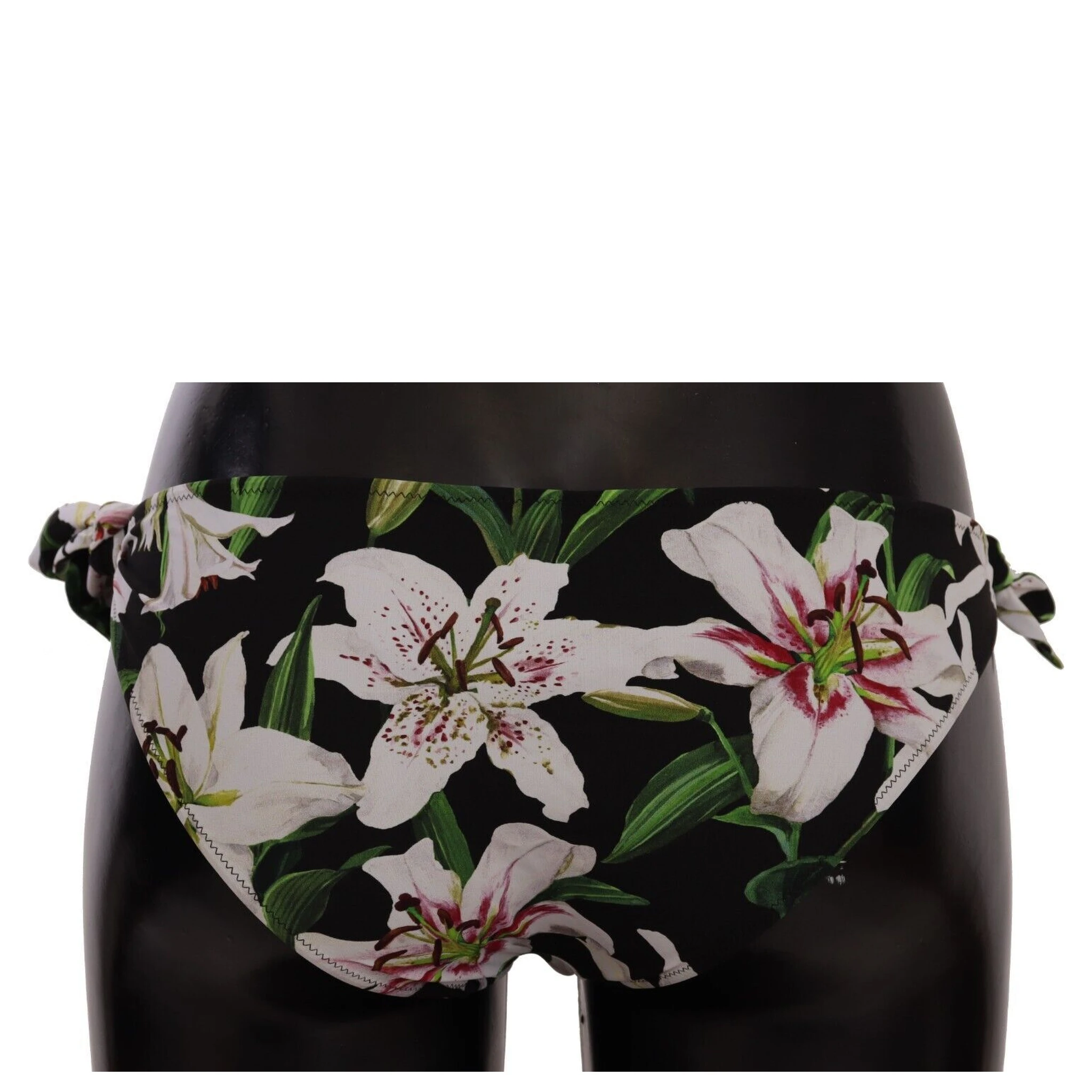 Bikini Bottom Black Lily Print Swimsuit Swimwear