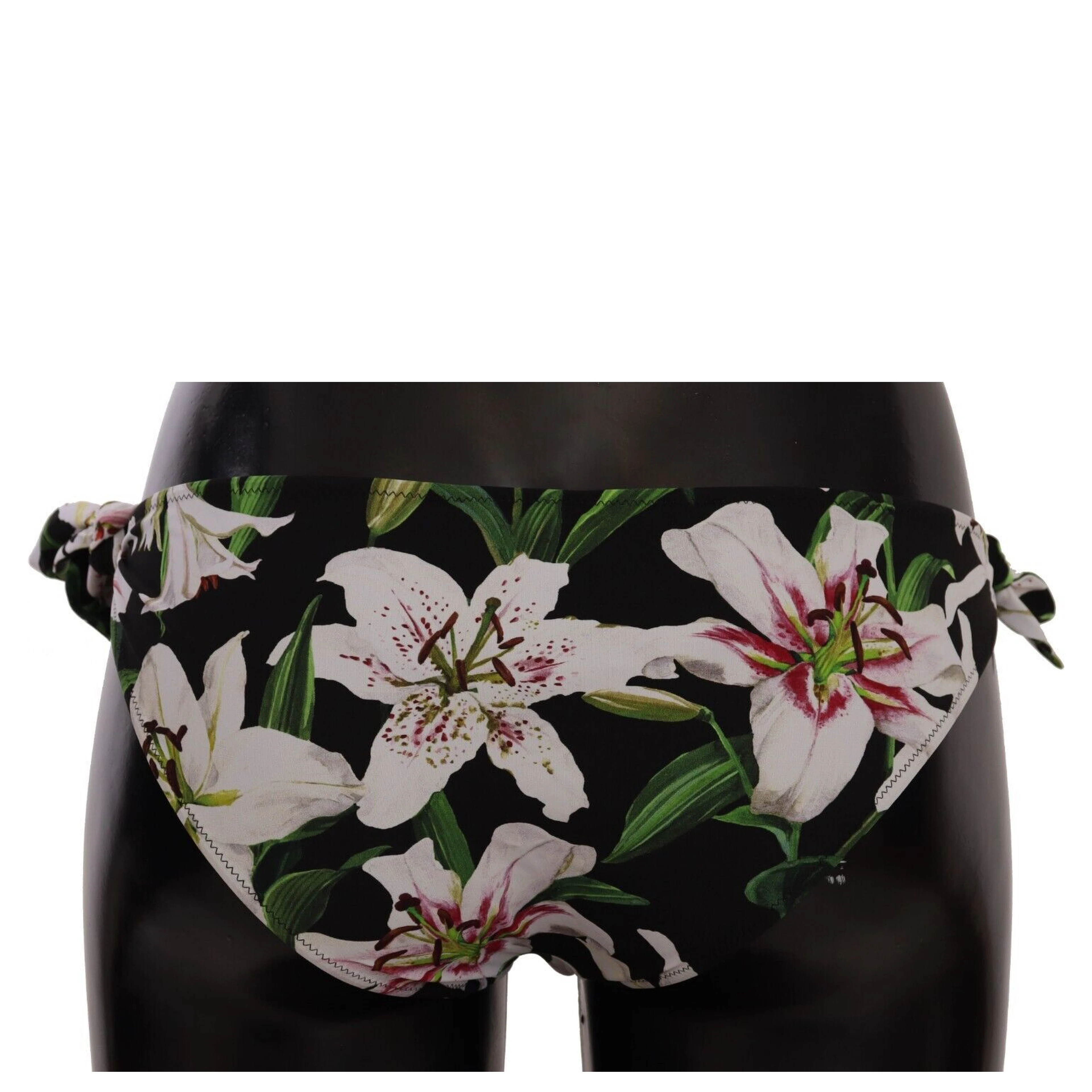 Bikini Bottom Black Lily Print Swimsuit Swimwear