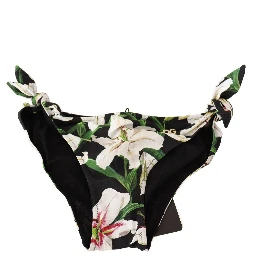 Bikini Bottom Black Lily Print Swimsuit Swimwear
