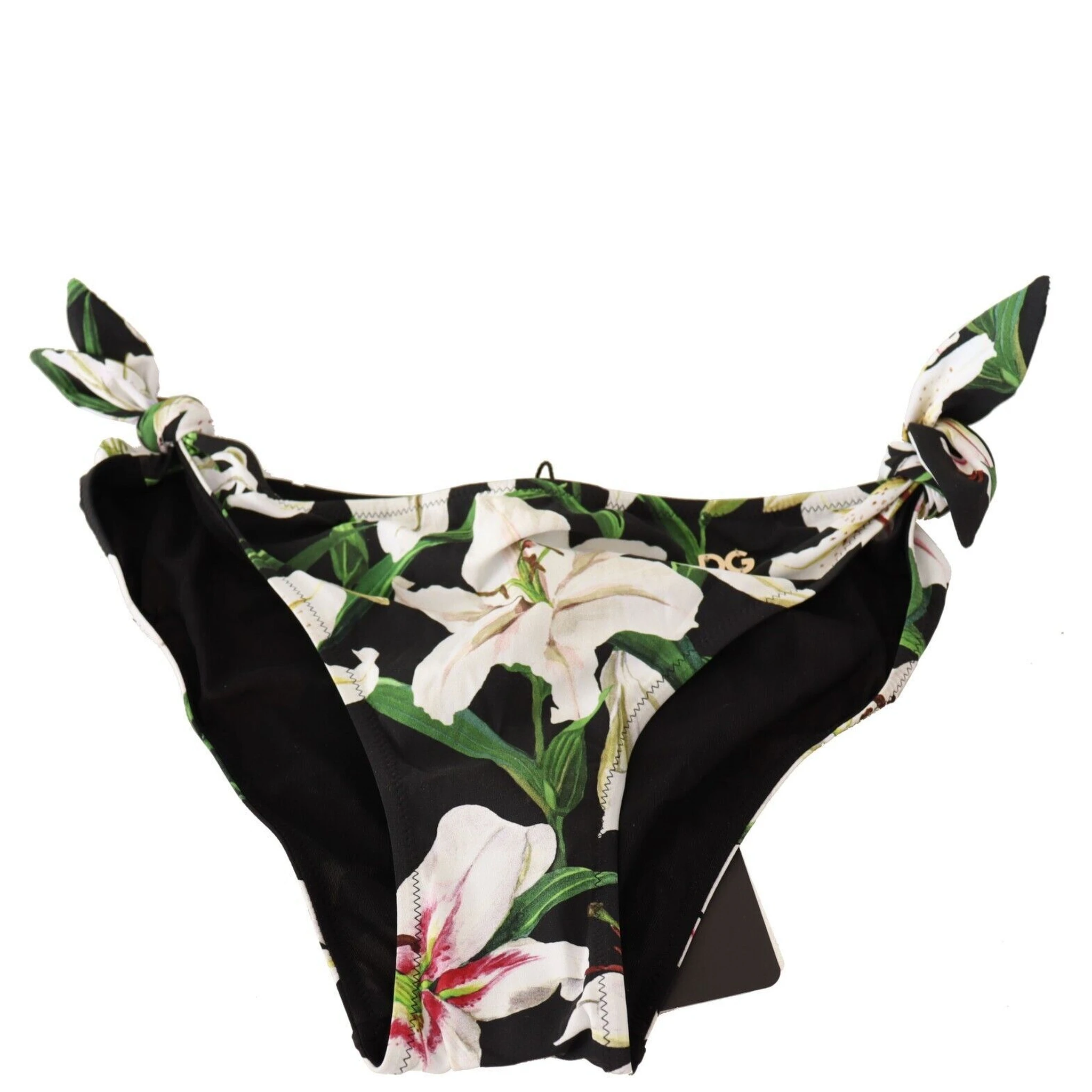 Bikini Bottom Black Lily Print Swimsuit Swimwear