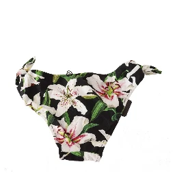 Bikini Bottom Black Lily Print Swimsuit Swimwear