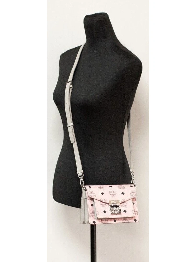 Signature Soft Pink Diamond Logo Leather Mini Flap Lock Crossbody Handbag alternative