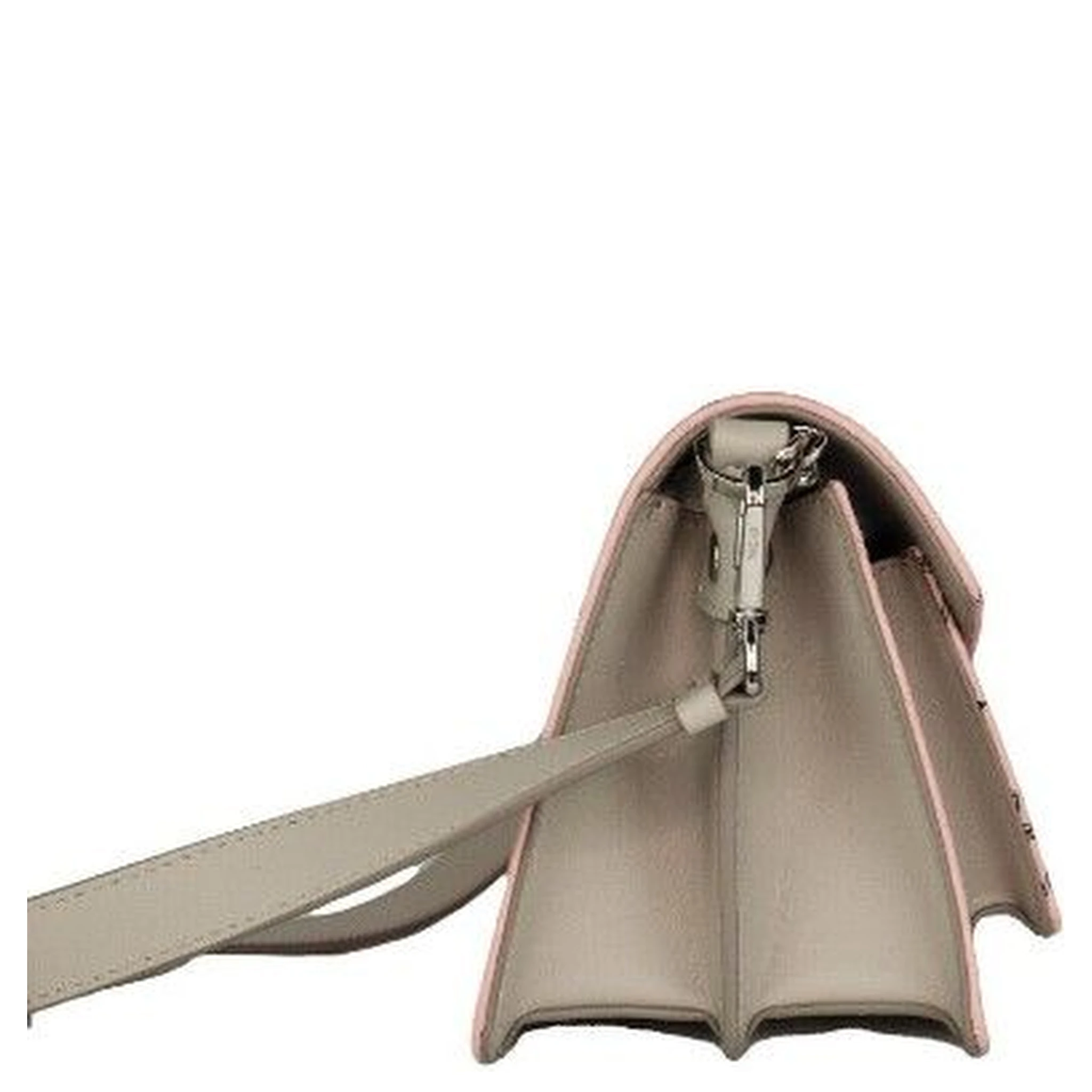 Signature Soft Pink Diamond Logo Leather Mini Flap Lock Crossbody Handbag