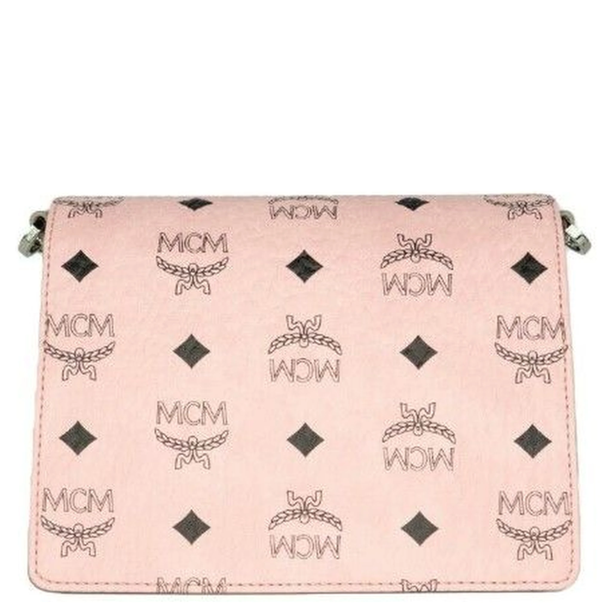 Signature Soft Pink Diamond Logo Leather Mini Flap Lock Crossbody Handbag
