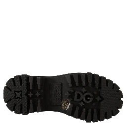 Black Leather Studded Combat Boots