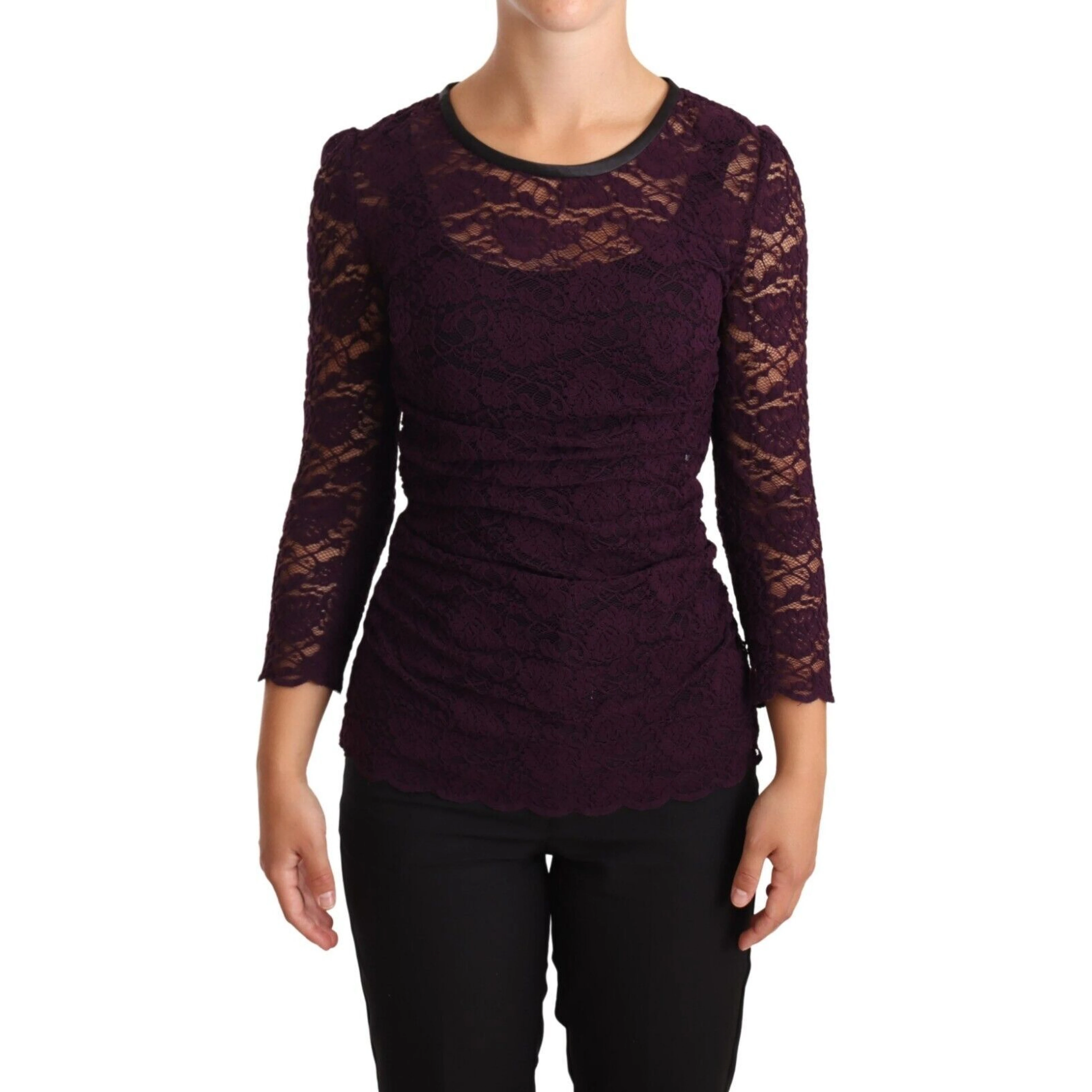 Purple Lace Long Sleeve Top Blouse