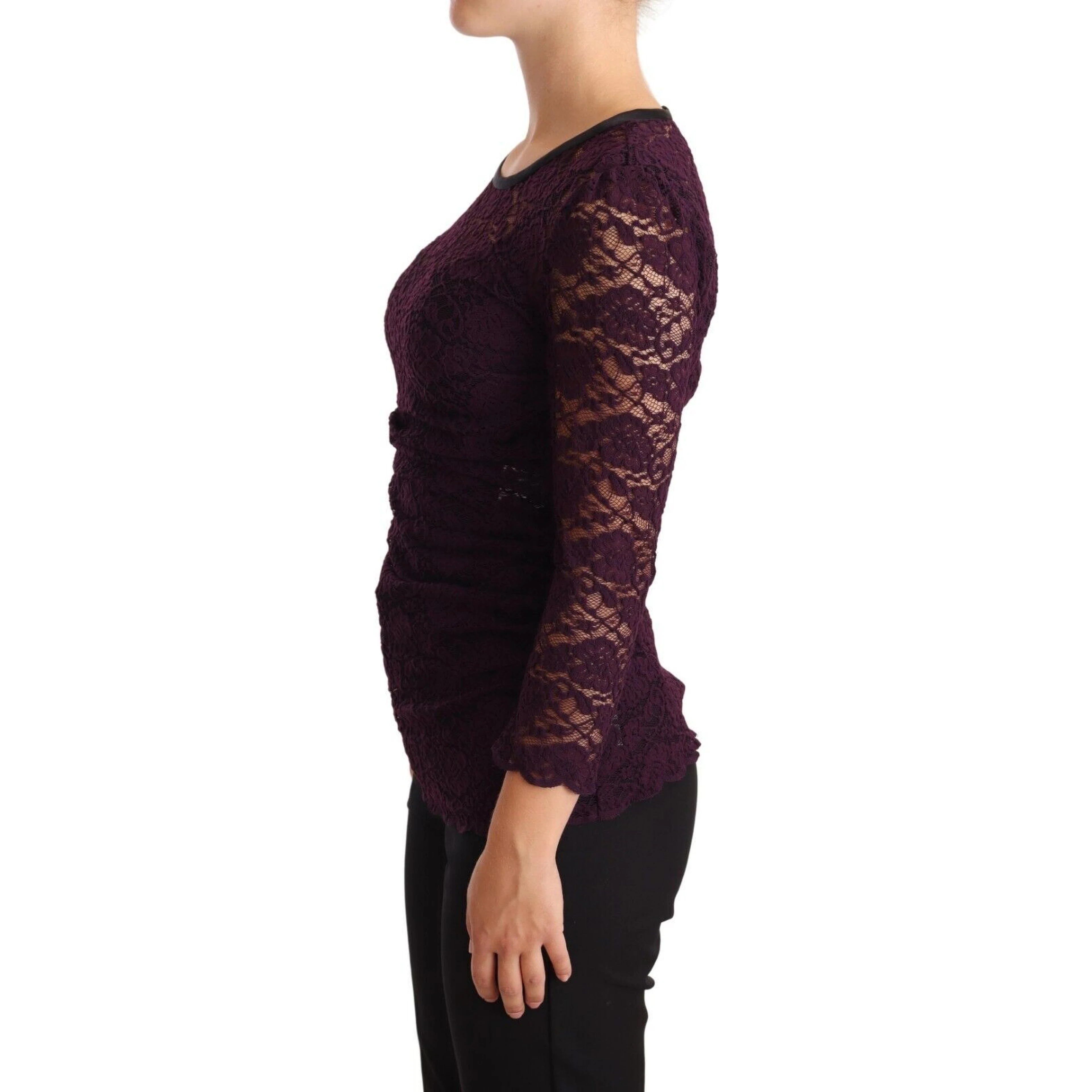 Purple Lace Long Sleeve Top Blouse