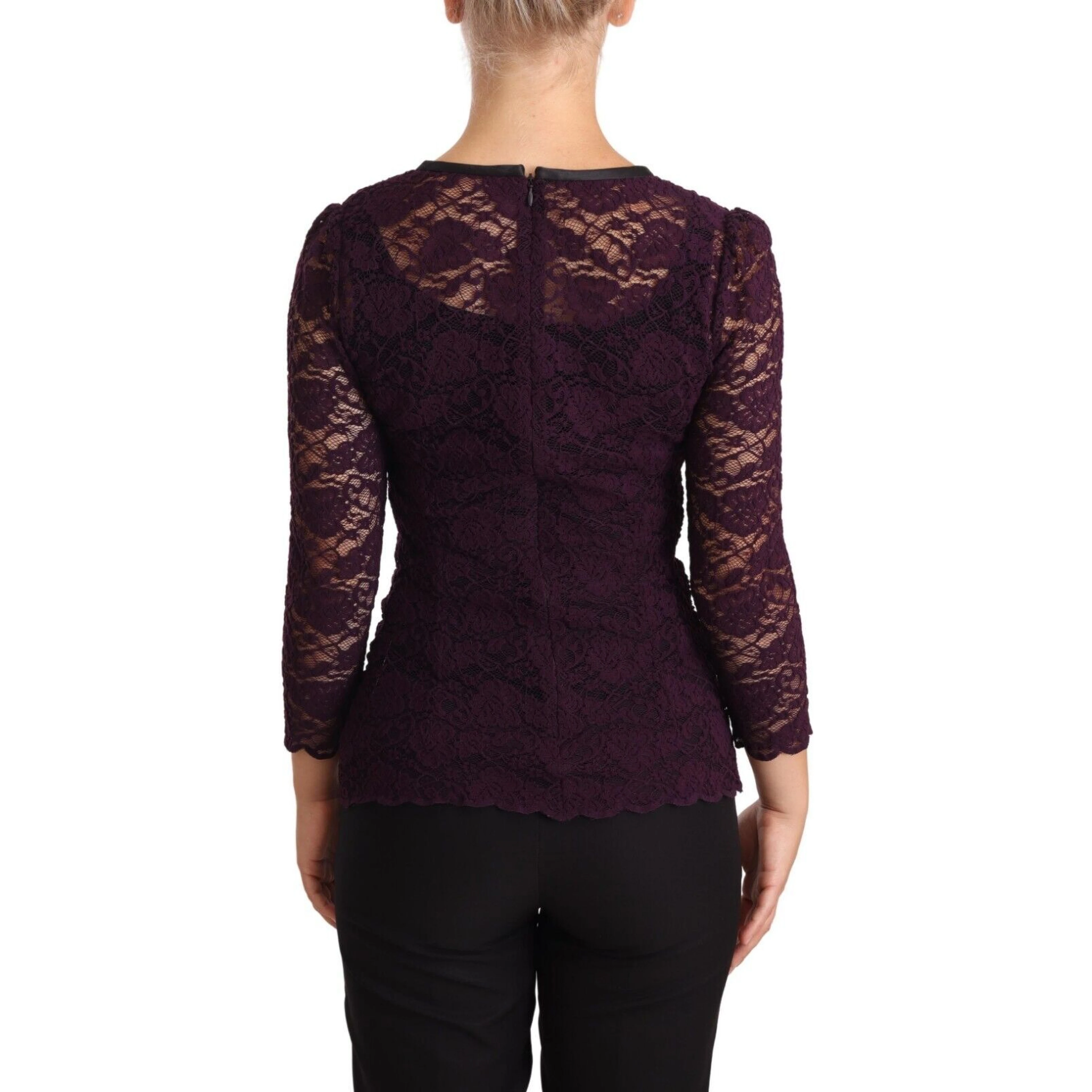 Purple Lace Long Sleeve Top Blouse