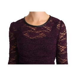 Purple Lace Long Sleeve Top Blouse