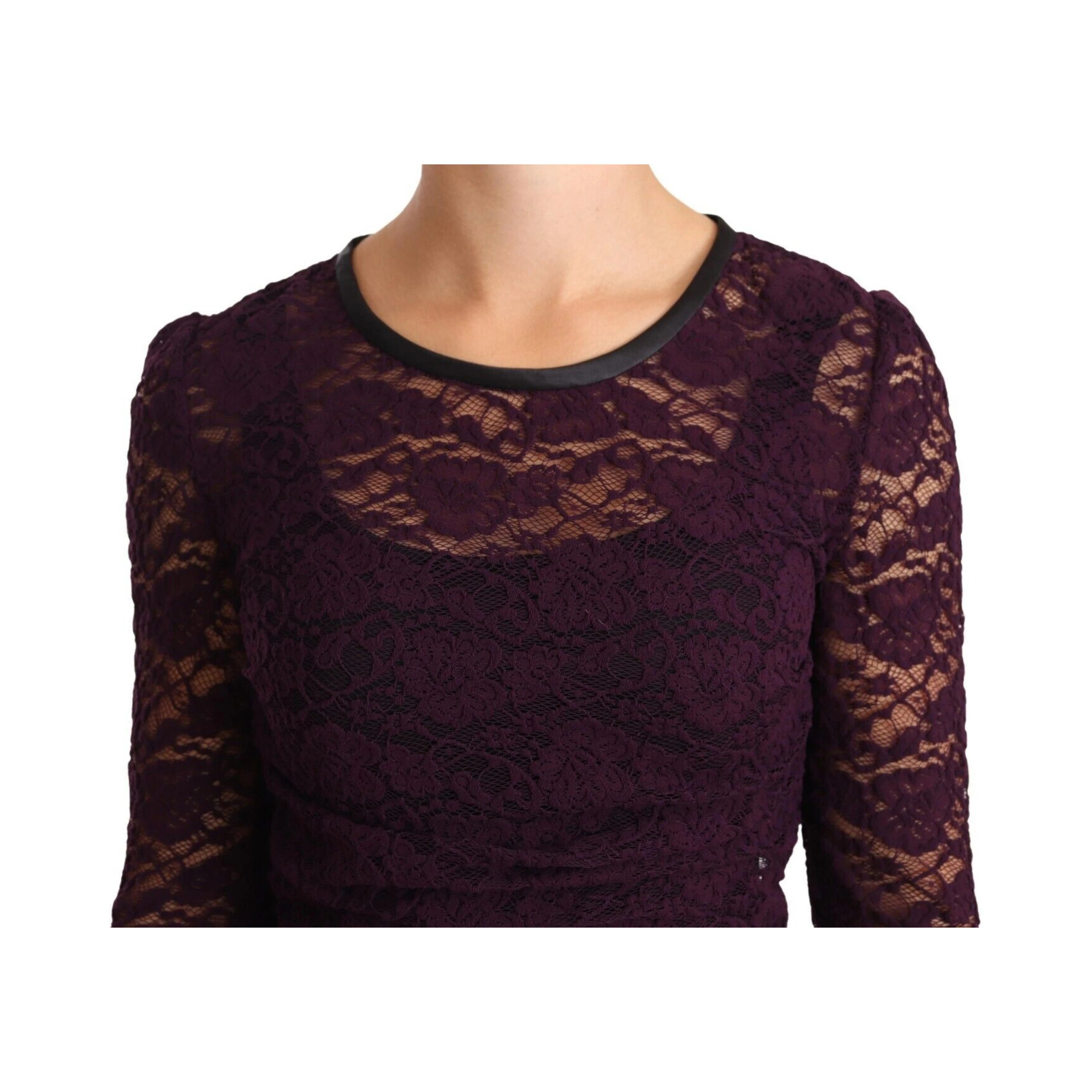 Purple Lace Long Sleeve Top Blouse