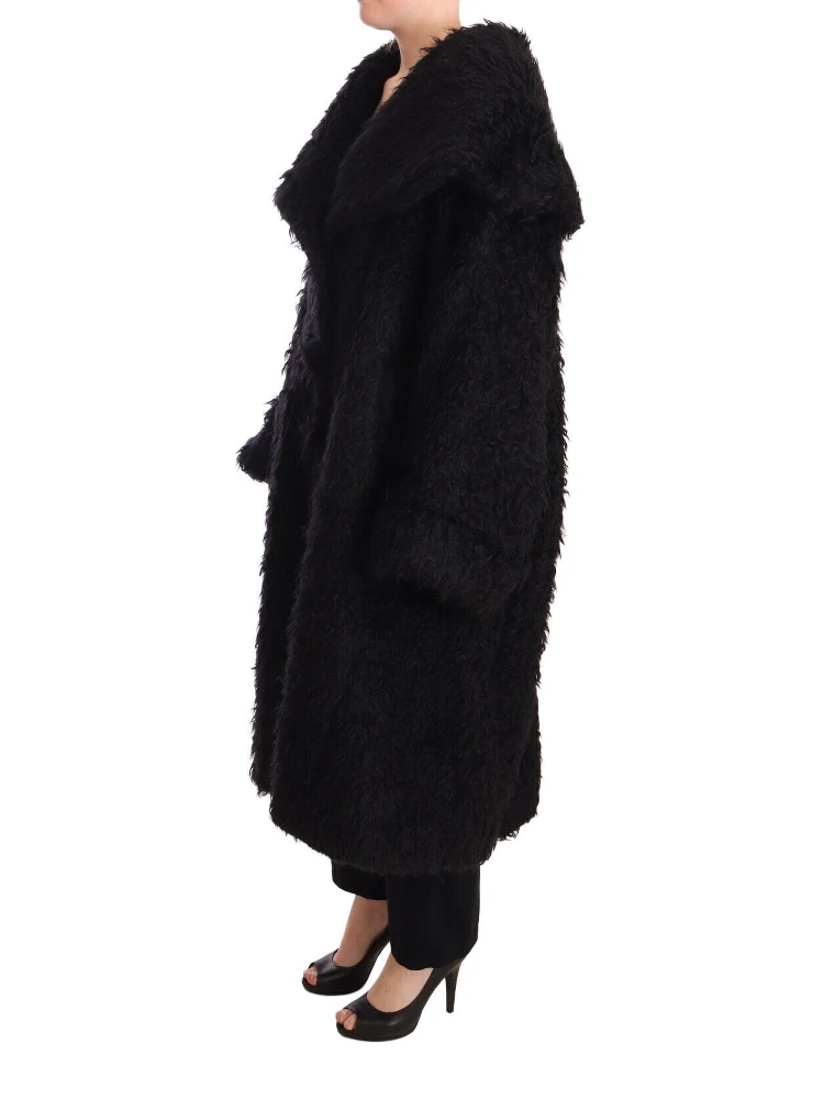 Black Mohair Fur Cape Trench Coat Jacket alternative