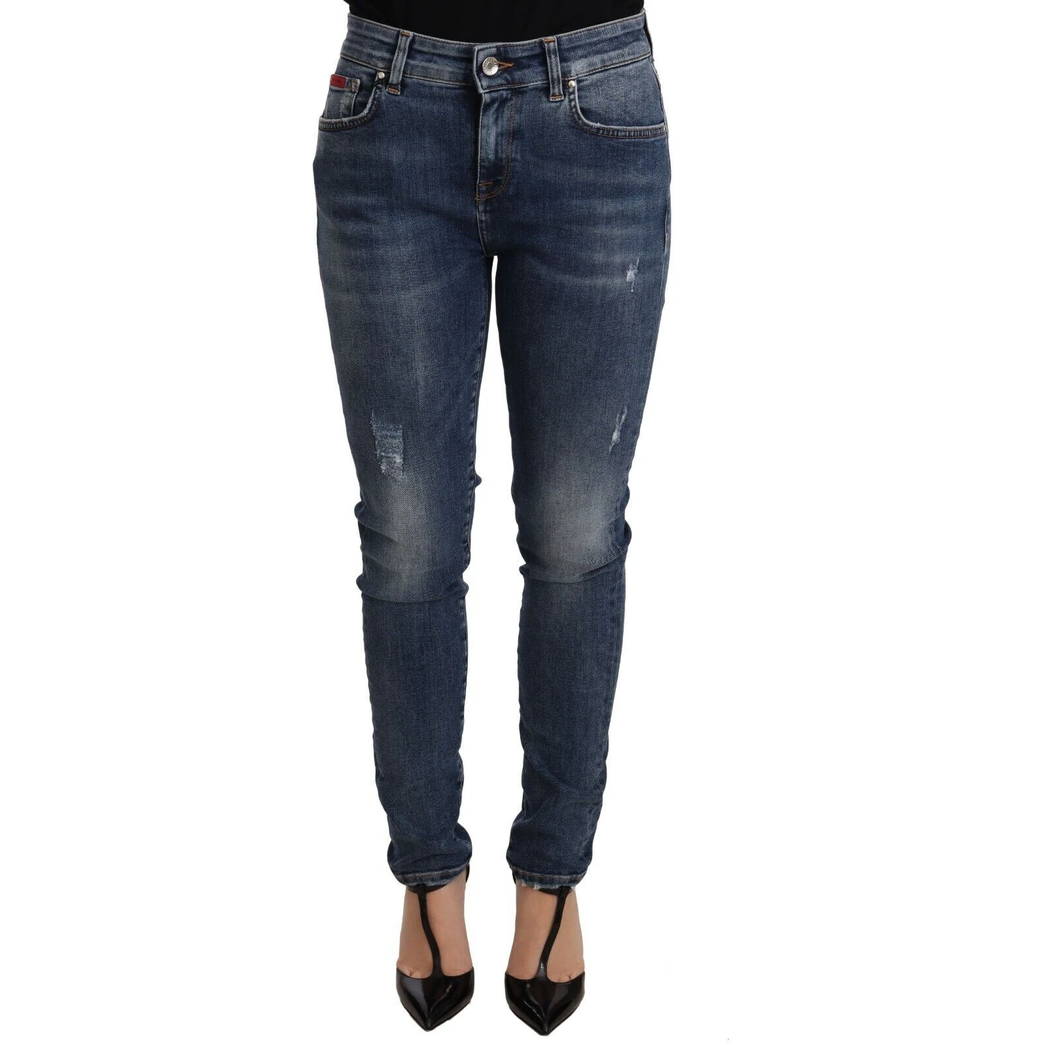 Blue Wash Skinny Denim Cotton Stretch Jeans