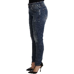 Blue Wash Skinny Denim Cotton Stretch Jeans