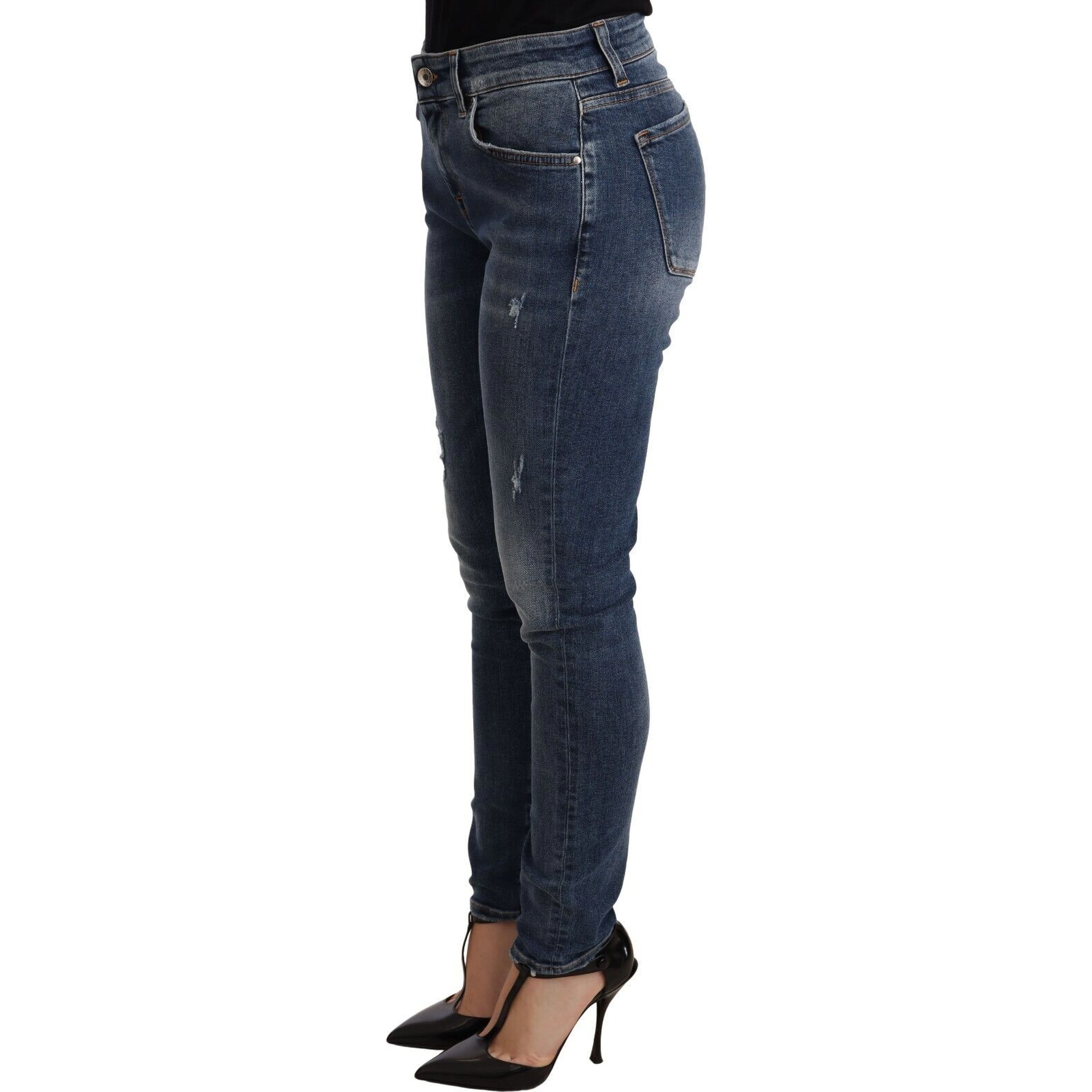 Blue Wash Skinny Denim Cotton Stretch Jeans