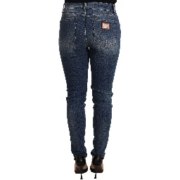 Blue Wash Skinny Denim Cotton Stretch Jeans