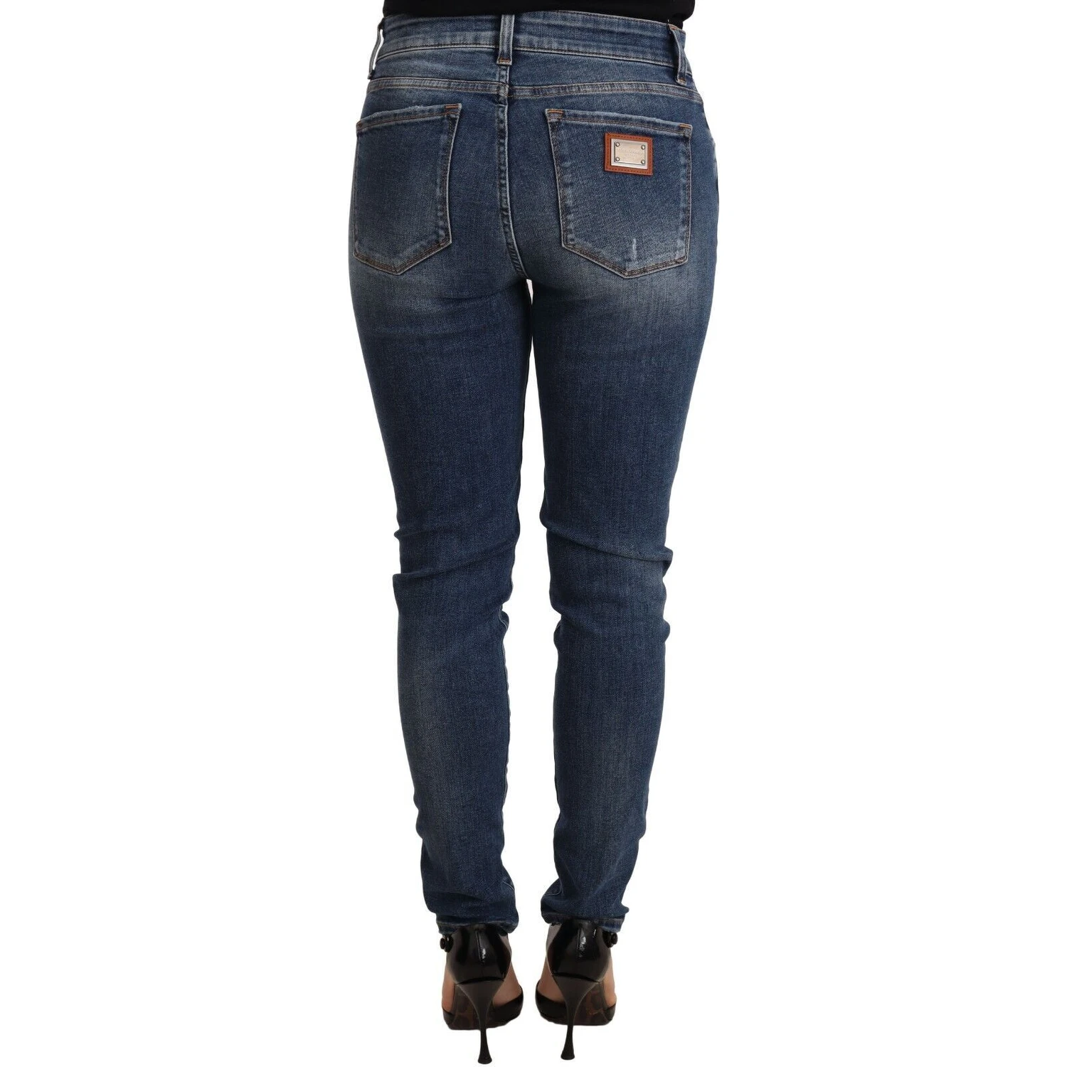 Blue Wash Skinny Denim Cotton Stretch Jeans
