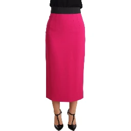 Pink High Waist Stretch Pencil Straight Skirt