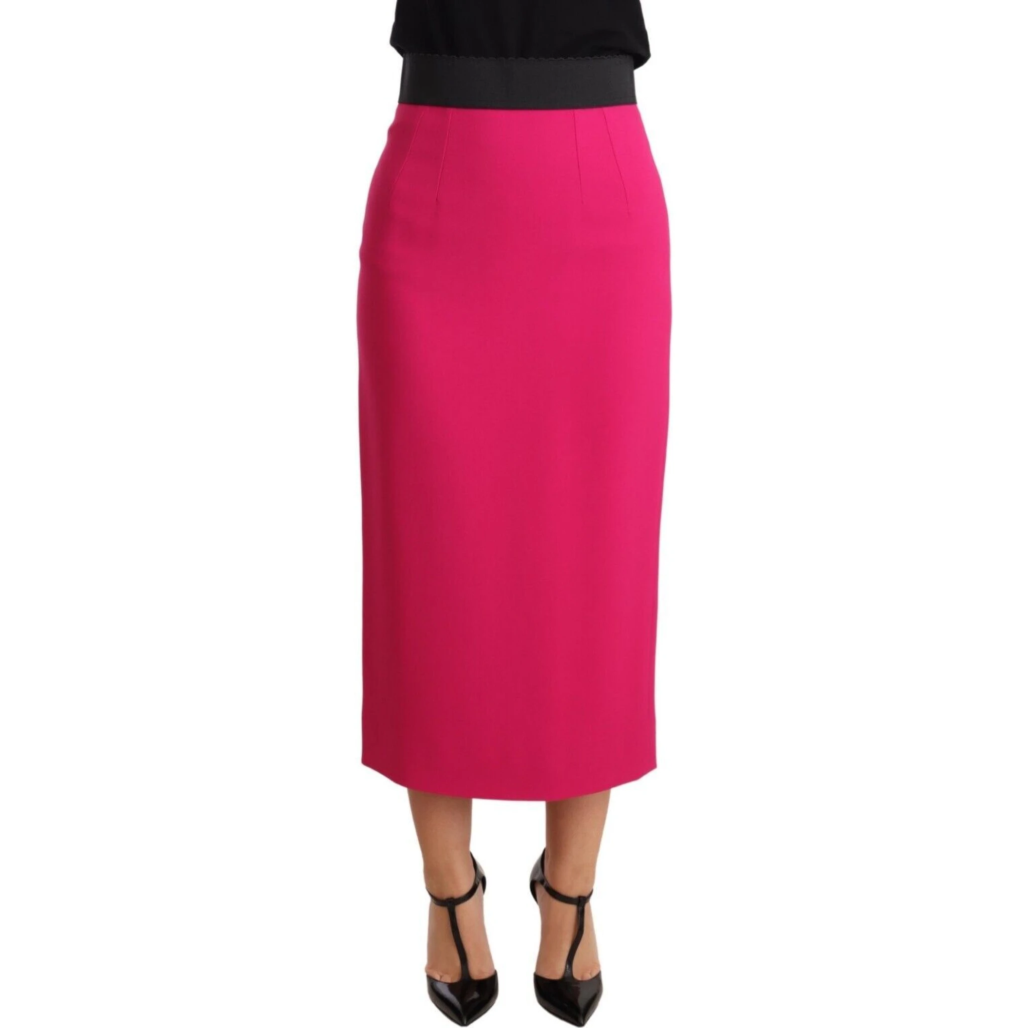 Pink High Waist Stretch Pencil Straight Skirt
