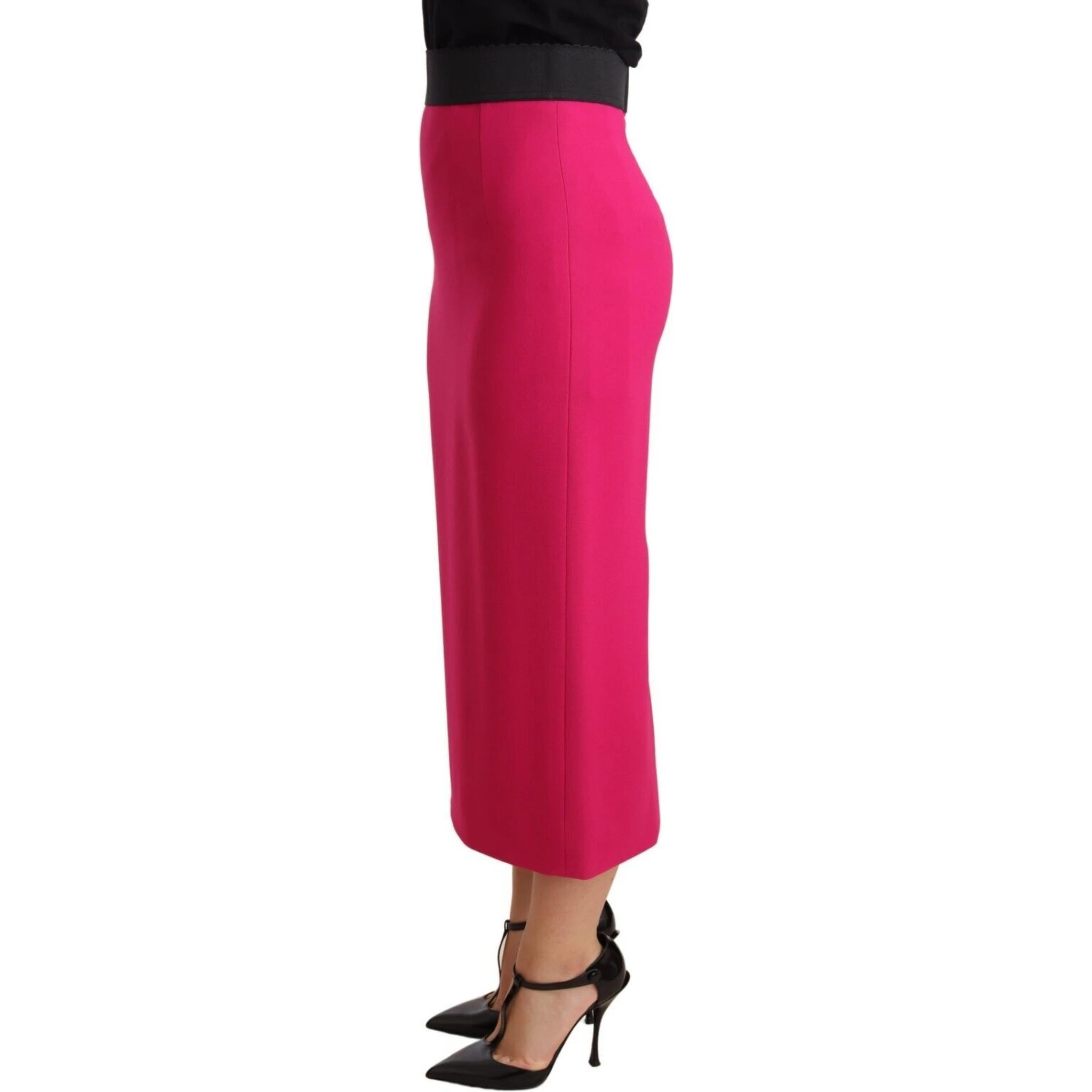 Pink High Waist Stretch Pencil Straight Skirt