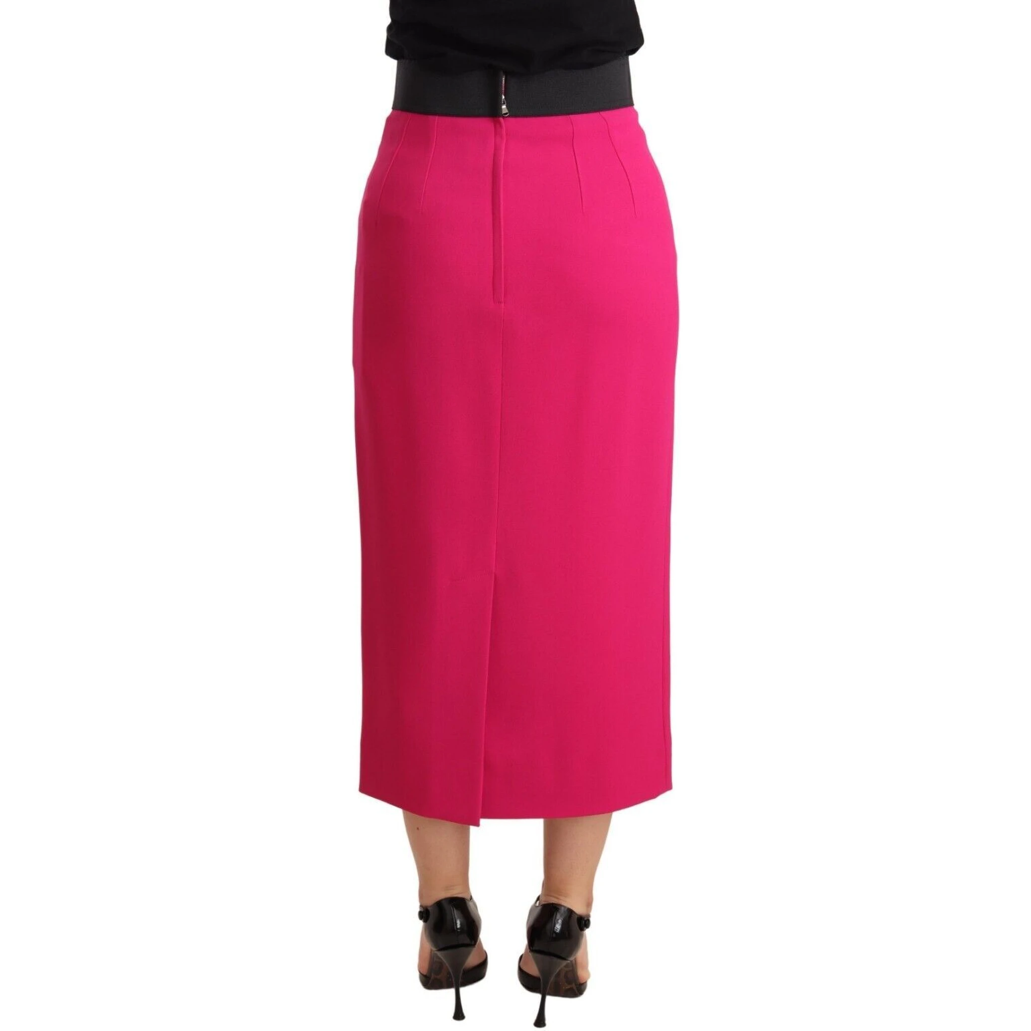 Pink High Waist Stretch Pencil Straight Skirt
