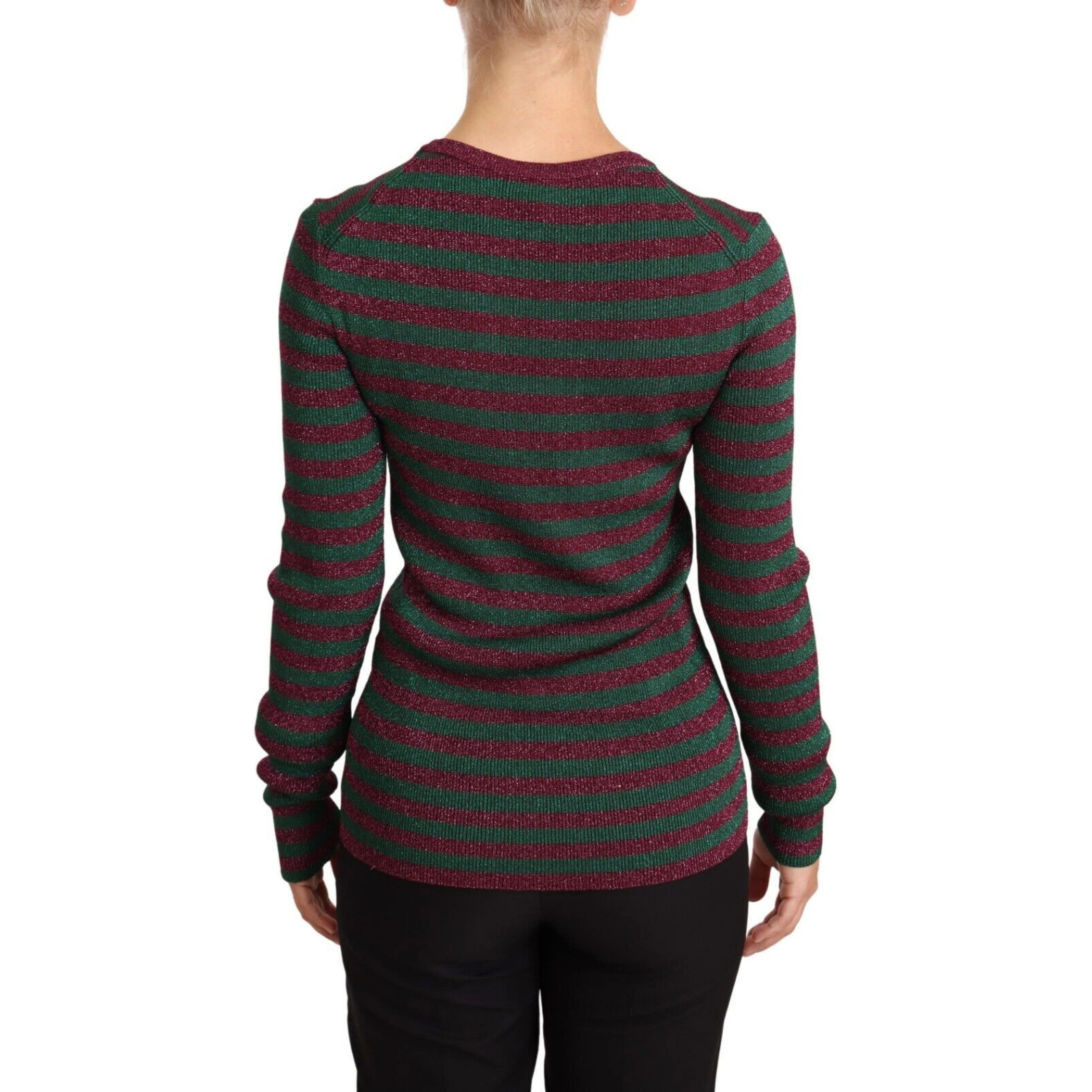Multicolor Striped Crew Neck Pullover Sweater