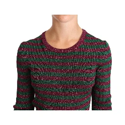 Multicolor Striped Crew Neck Pullover Sweater