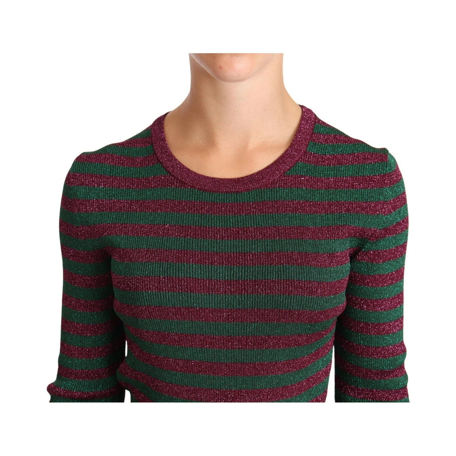 Multicolor Striped Crew Neck Pullover Sweater